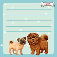 Paper design with two cute dogs vector