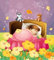 A girl sleeping in her bed vector