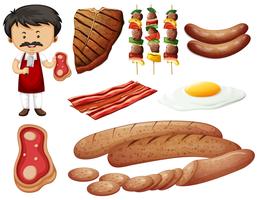 Butcher and meat products vector