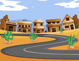 Western town with empty road vector