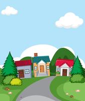 A rural house village scene vector