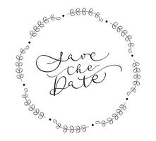 Save the date text on white background. Calligraphy lettering Vector illustration EPS10