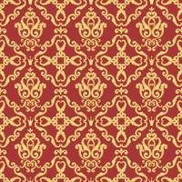 Seamless damask pattern. Gold and red texture vector