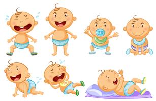 Baby boy in different actions vector