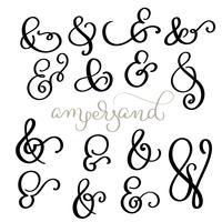 vector set Vintage sign And Ampersand on white background. Calligraphy lettering illustration EPS10