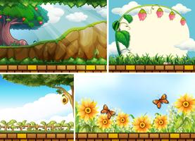 Four background scenes of parks vector