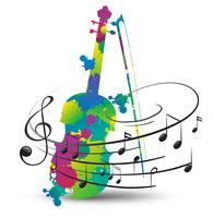Colorful violin and music notes on white vector