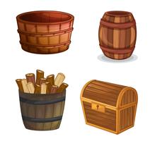 various wooden objects vector