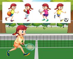 Girl doing different sports vector