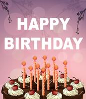 Birthday card template with chocolate cake  vector