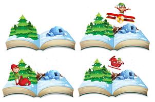 Winter landscape open book vector