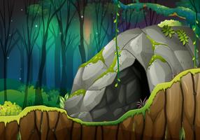 Stone Cave in the Dark Forest vector