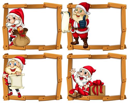 Wooden frame templates with Santa