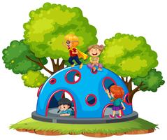 Children playing at climbing dome vector