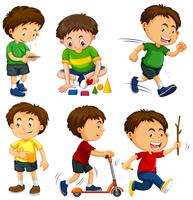 Boys in six different actions vector