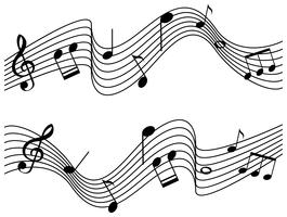 Notas musicales en dos escalas. vector