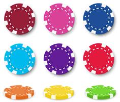 Nine colorful poker chips vector