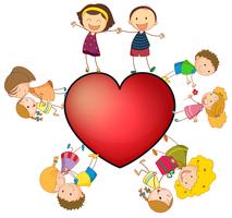 Children and heart vector