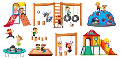 Children on playground equipment  vector