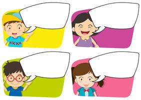 Four designs of board template and kids vector