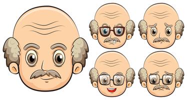 Old man with five different emotions vector