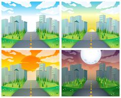 City scene with buildings and road vector