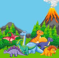 Flat dinosaur in nature vector