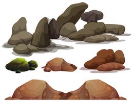 Un conjunto de elementos de roca y piedra. vector