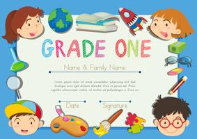 Certificate with children on the border vector
