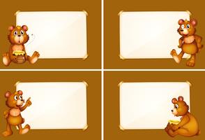 Four different borders with brown bear vector