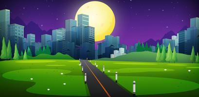 Background scene with road to the city vector