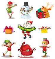 Nine different christmas decors vector