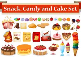 Many kind of snack and candy vector