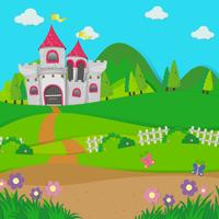 Background scene with castle towers in the field vector