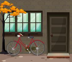 Bicycle parking outside the building vector