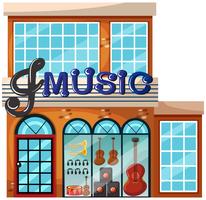 Exterior of large music shop vector