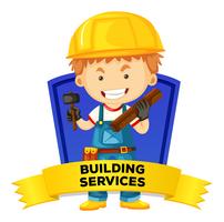 Ocupación wordcard con servicios de construcción. vector