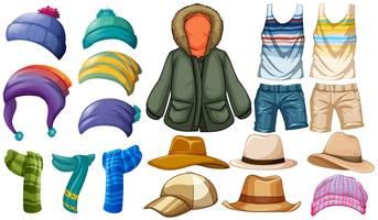 Winter and summer clothes vector