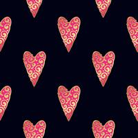 Seamless  gold pattern with hearts.  vector