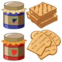 Jam and bread on white background vector