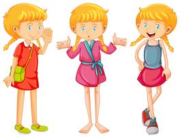 Girl in three clothes vector