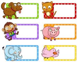 Polkadot labels with cute animals vector
