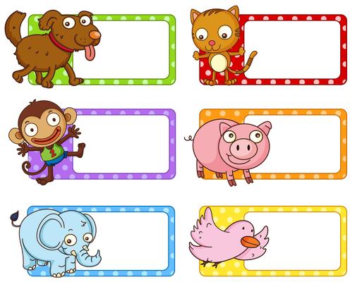 Polkadot labels with cute animals