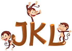 Monkey and wooden alphabet vector