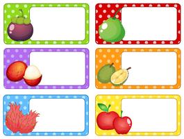 Diseño de etiquetas con frutas frescas. vector