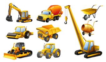 Diferentes tipos de camiones de construcción. vector
