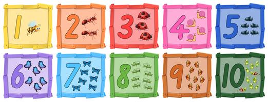 Set of insect number banner vector