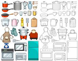 Utensilios y equipos de cocina. vector