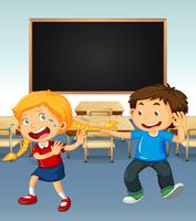 Boy bullying a chica en aula vector