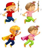 Kids playing and running on white background vector